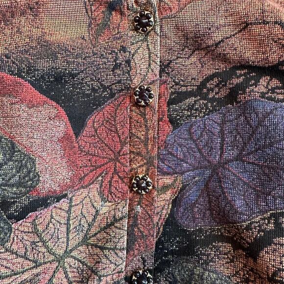 70s Leaf Leaves Botanical Autumnal Shift Dress - Picture 3 of 3